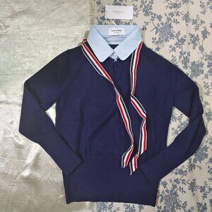 Thom Browne Jersey Satin Tie Sweater